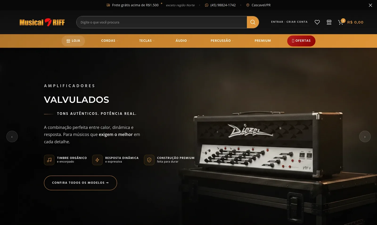 Loja virtual de Musical Riff no computador
